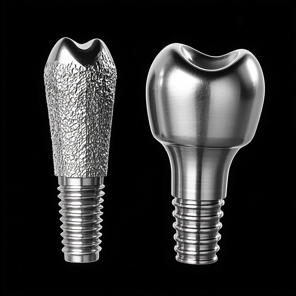 传统工艺与激光处理后种植体表面粗糙度对比图